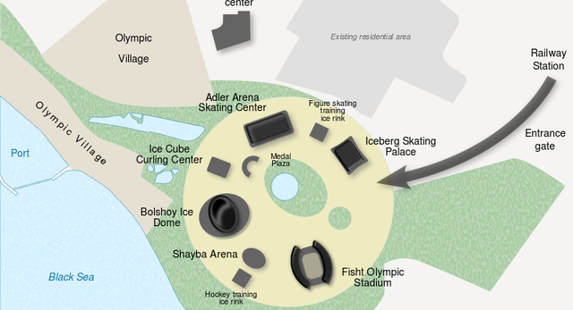 Mapa Parku olimpijskiego w Soczi