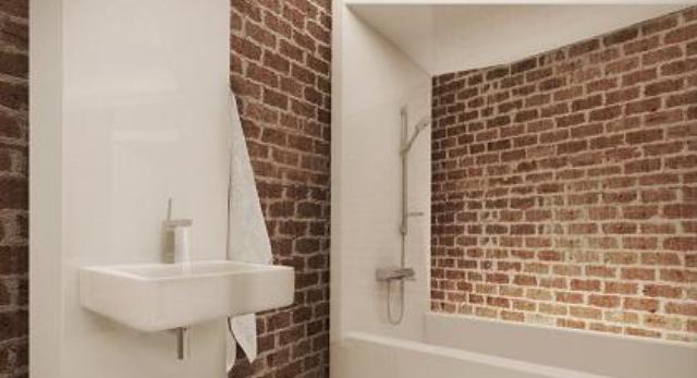 Wizualizacja projektu łazienki w formie modułu -wstęgi. I miejsce w konkursie Hansgrohe „Select Yourself” autor: Agnieszka Konopka