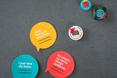 Materiały promocyjne Łódź Design Festival 2013 - naklejki i piny. Ciekawe jak będą wyglądały tegoroczne