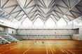 Wnętrze głównej sali sportowej zainspirowane formą lotki - Centrum Badmintona w Daegu (Korea Południowa)  autor: Bogusław Barnaś BXB studio