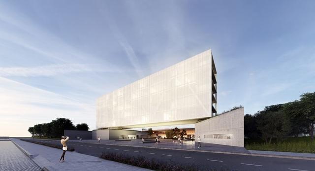 Architektura współczesna UFCSP w Brazylii. Bryła lewituje nad ziemią tworząc szerokie horyzontalne przejście  autor:  OSPA | ARQUITETURA E URBANISMO