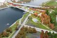 Bryła mostu i jej kontynuacja w formie parku - projekt 11th Street Bridge Park–Anacostia Crossing  autor: Pracownia architektoniczna OMA