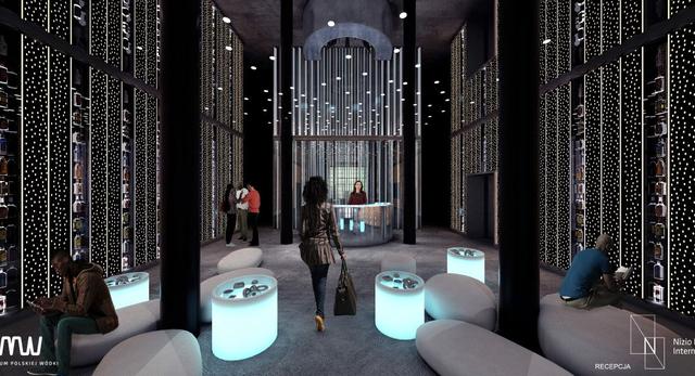 Wejście do Muzeum Polskiej Wódki w Warszawie. Architektura wnętrz od Nizio Design International