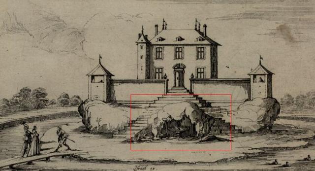 Israël Silvestre, mały pałac z grotą i fontanną, 2 poł. XVII wieku. Fot. Polona