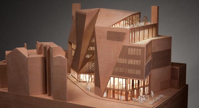 Cegła w architekturze współczesnej - makieta bryły centrum studenckiego w Londynie