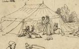 Prawie jak nad Wisłą. Namiot i modne towarzystwo ok. 1790