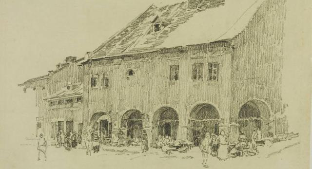 Podcienia domów w Żółkwi. Aleksander Mann, Polona