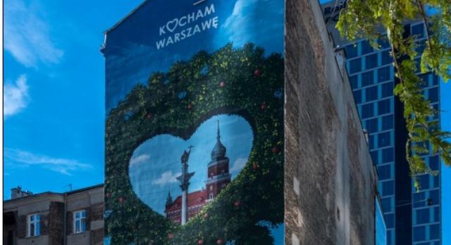 Mural Kocham Warszawę. Plac Europejski, kompleks Warsaw Spire