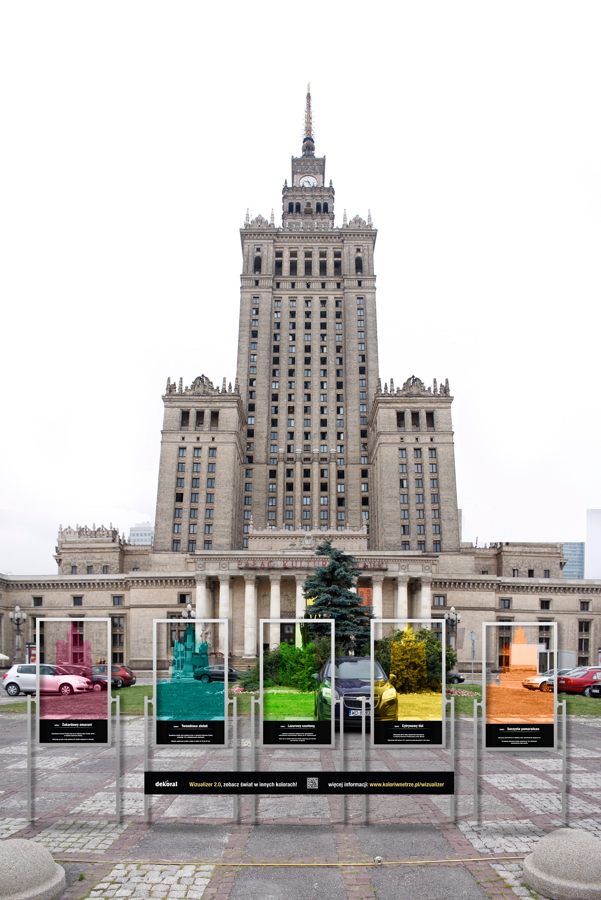 Pałac Kultury i Nauki w Warszawie w różnych kolorach